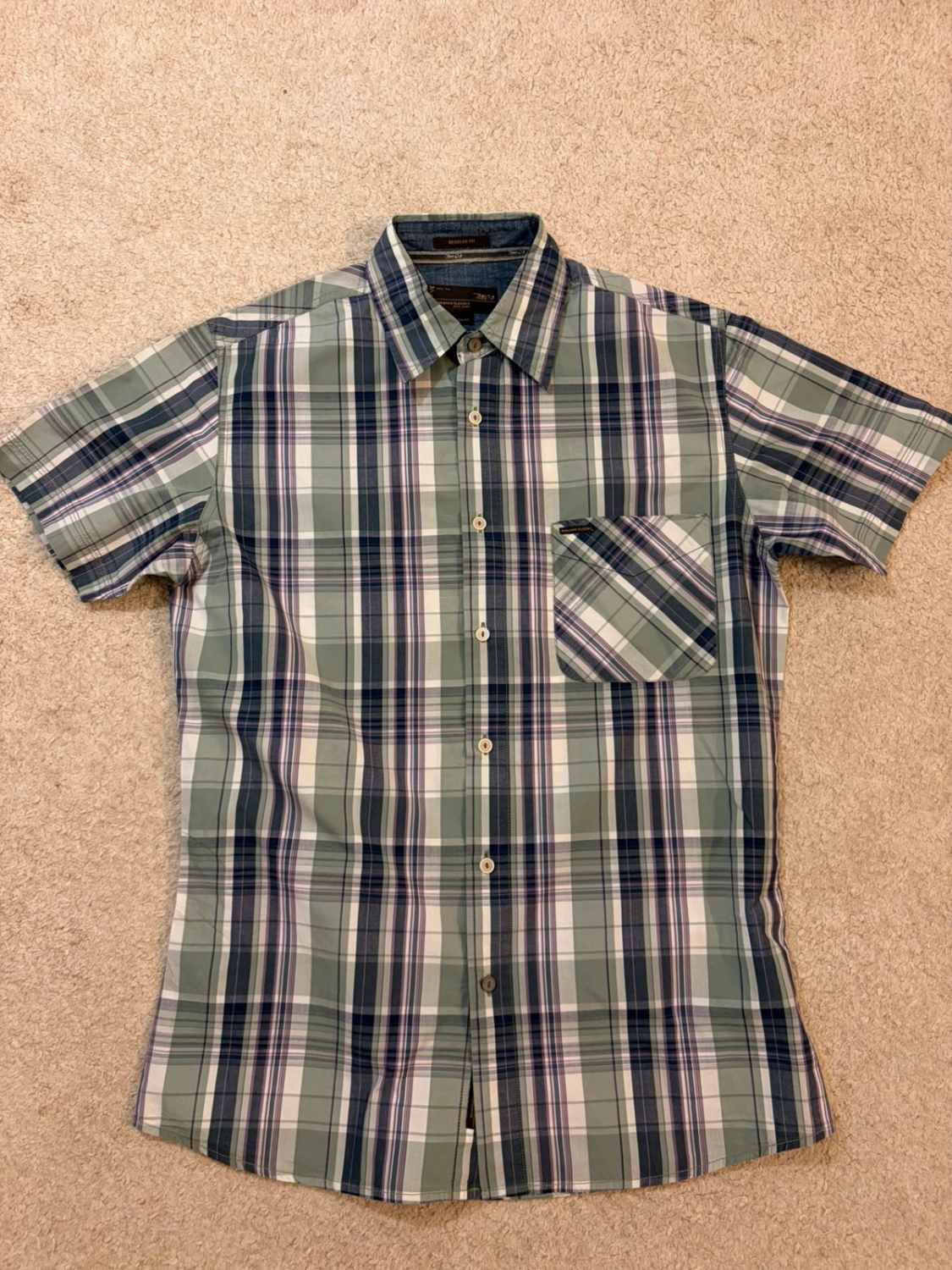 Chemise MCS Marlboro Classics à Manches Courtes à Carreaux Vert/Marine/Violet
