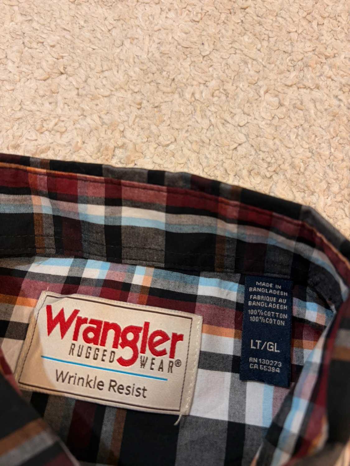 Camisa Wrangler Rugged Wear Resistente a Rugas xadrez
