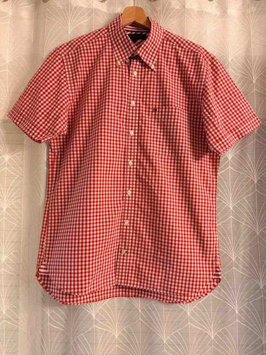 Chemise Tommy Hilfiger à Manches Courtes à Carreaux Rouge/Blanc