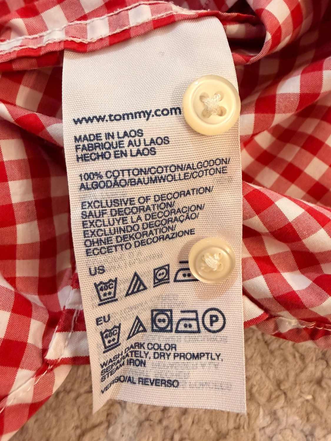 Chemise Tommy Hilfiger à Manches Courtes à Carreaux Rouge/Blanc