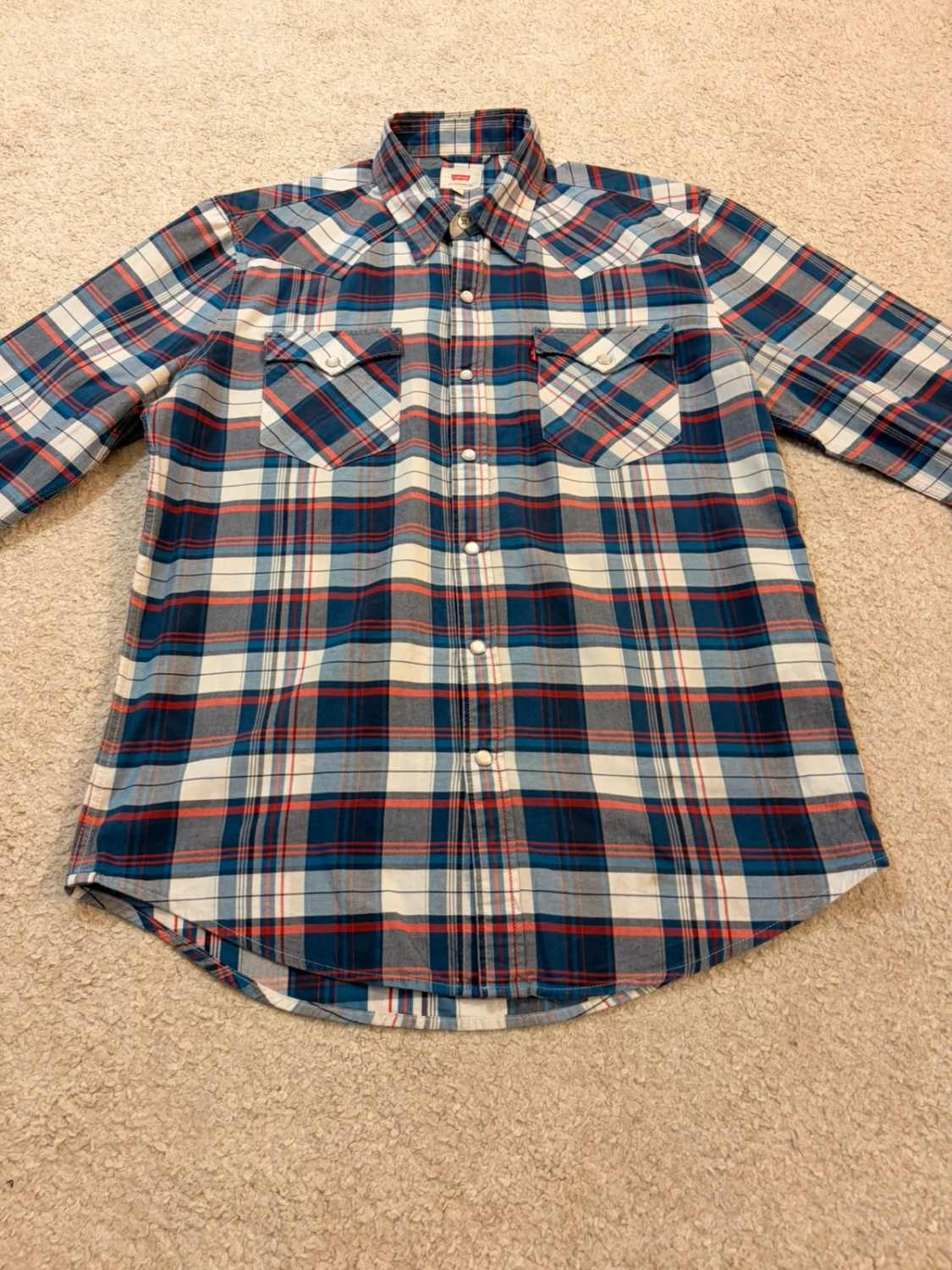 🔵 Chemise Levi's à Carreaux Bleu/Blanc/Bordeaux - Classique Polyvalent - Taille M