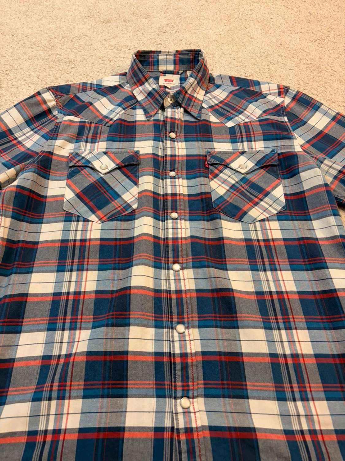 🔵 Chemise Levi's à Carreaux Bleu/Blanc/Bordeaux - Classique Polyvalent - Taille M