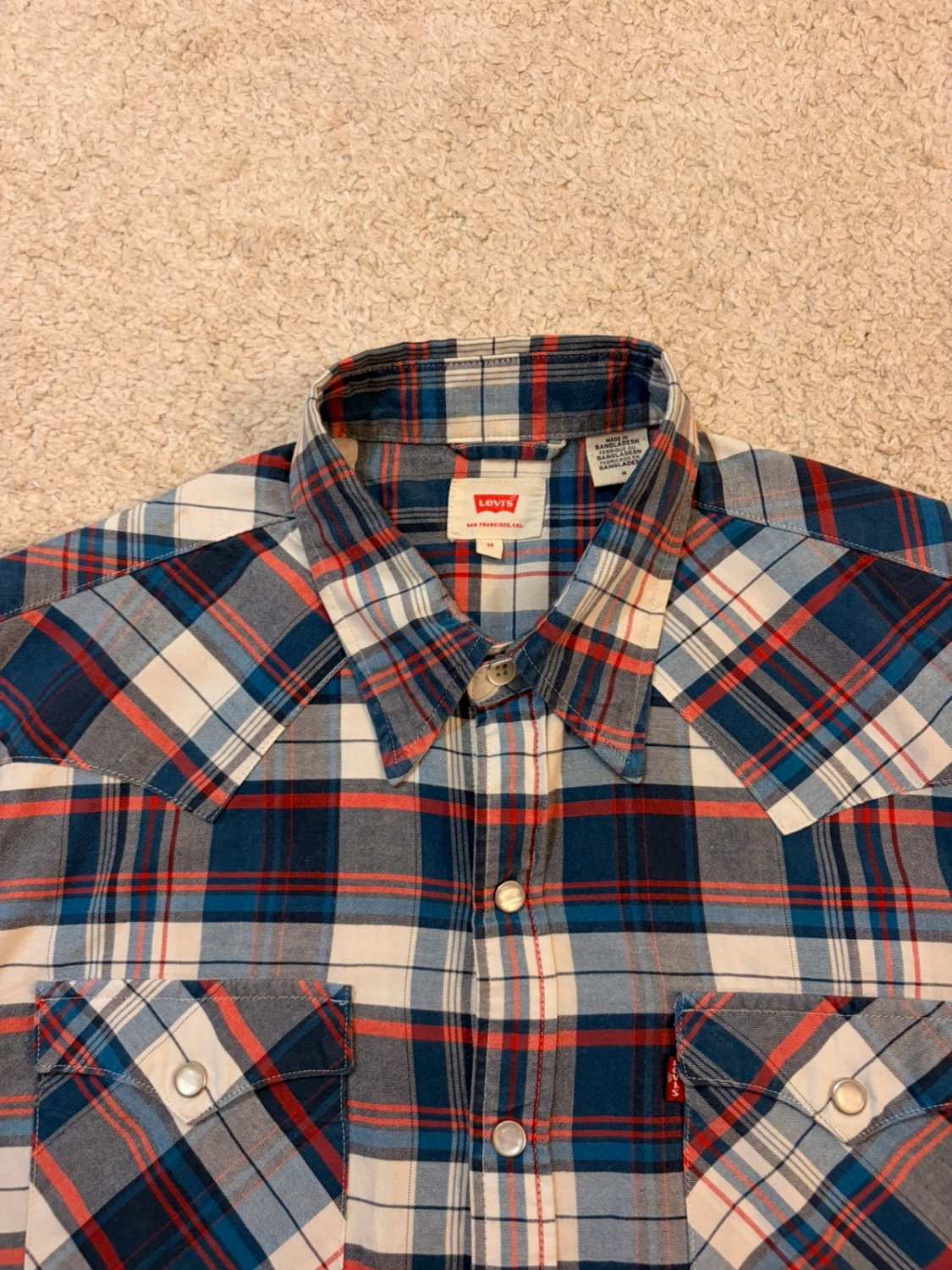 🔵 Chemise Levi's à Carreaux Bleu/Blanc/Bordeaux - Classique Polyvalent - Taille M