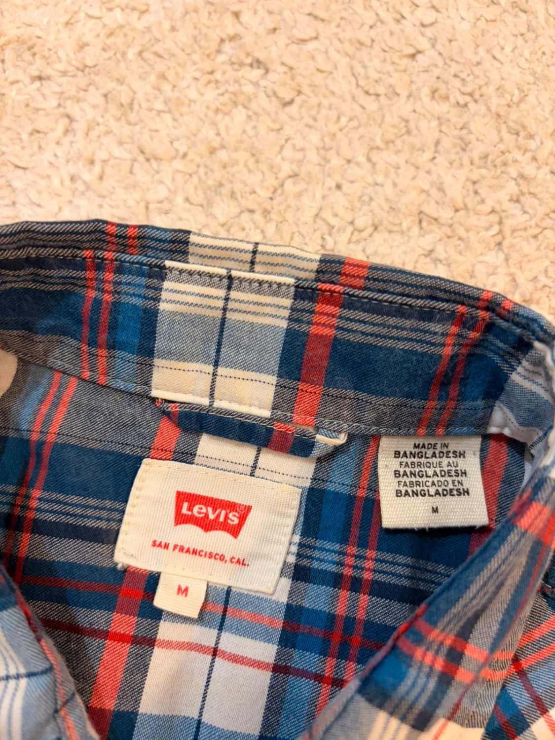 🔵 Chemise Levi's à Carreaux Bleu/Blanc/Bordeaux - Classique Polyvalent - Taille M
