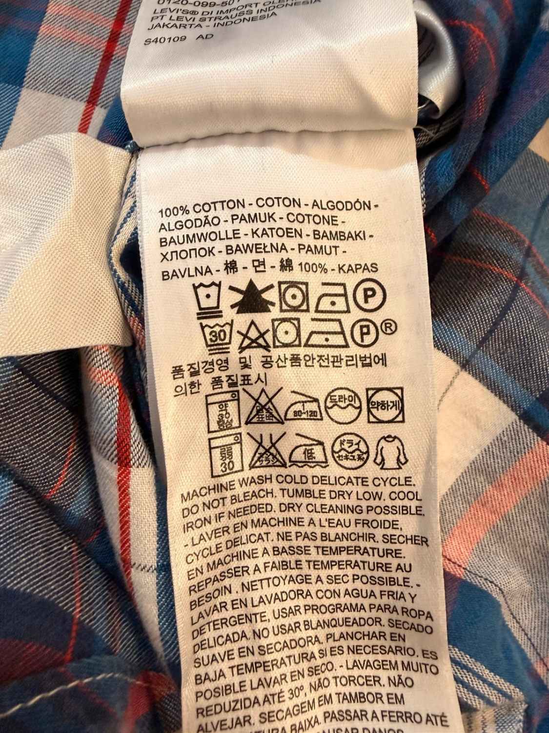 🔵 Chemise Levi's à Carreaux Bleu/Blanc/Bordeaux - Classique Polyvalent - Taille M