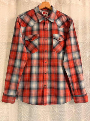 Chemise Wrangler à Carreaux Rouge/Bleu Clair/Noir - Dynamique & Confortable