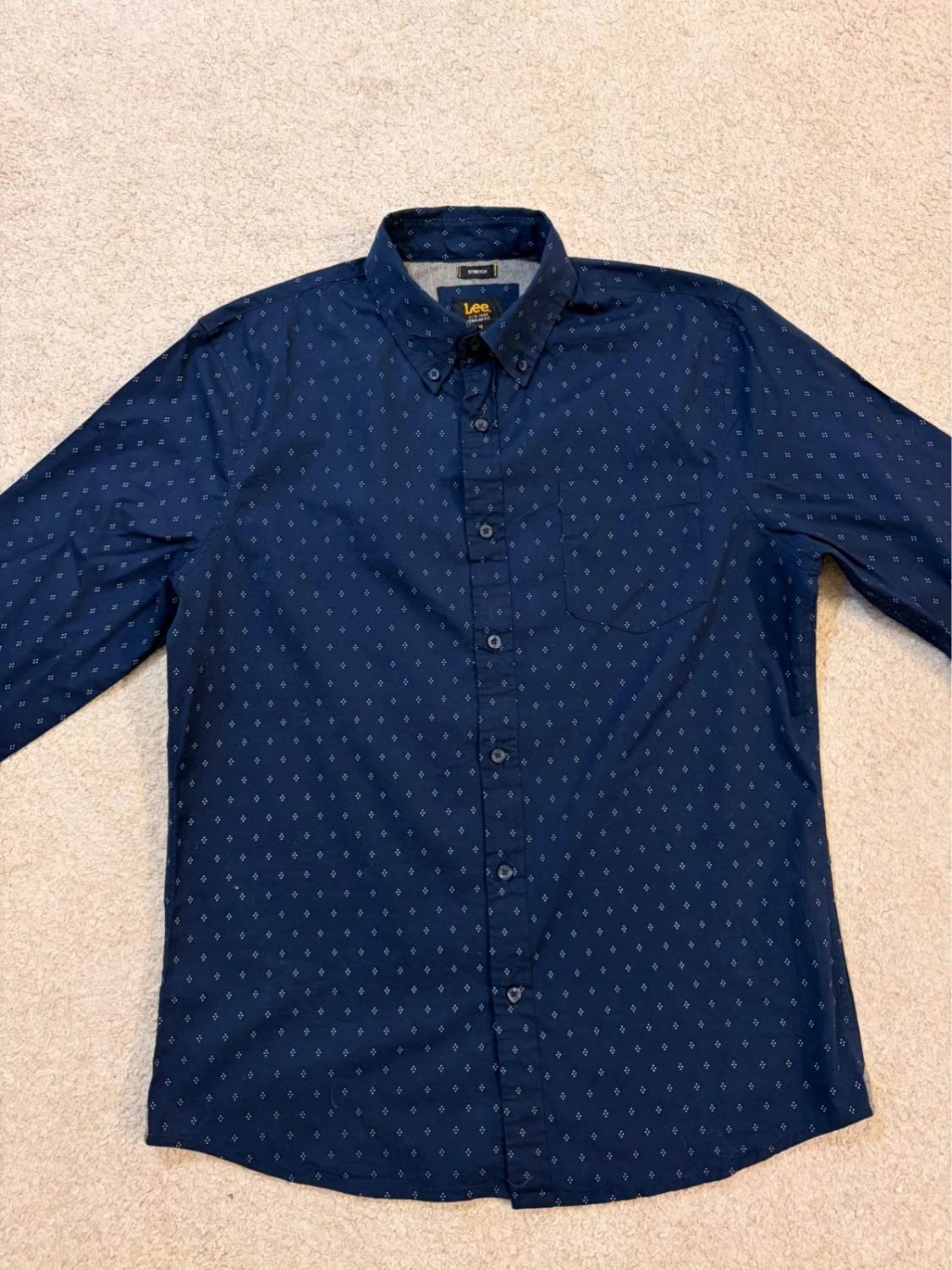 🤠 Chemise Lee Regular Fit Stretch Marine à Motif - Confort & Style