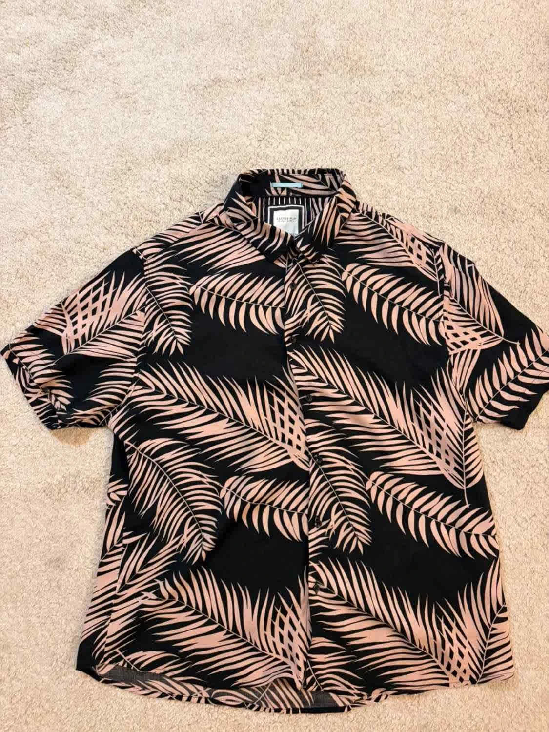 🎨 Chemise Cactus Man “Ricky Singh” - Noir à Motifs Beiges - Taille L