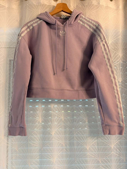 💜⚪️ Adidas Lilac Crop Hoodie with White Stripes - Softness & Sporty Style
