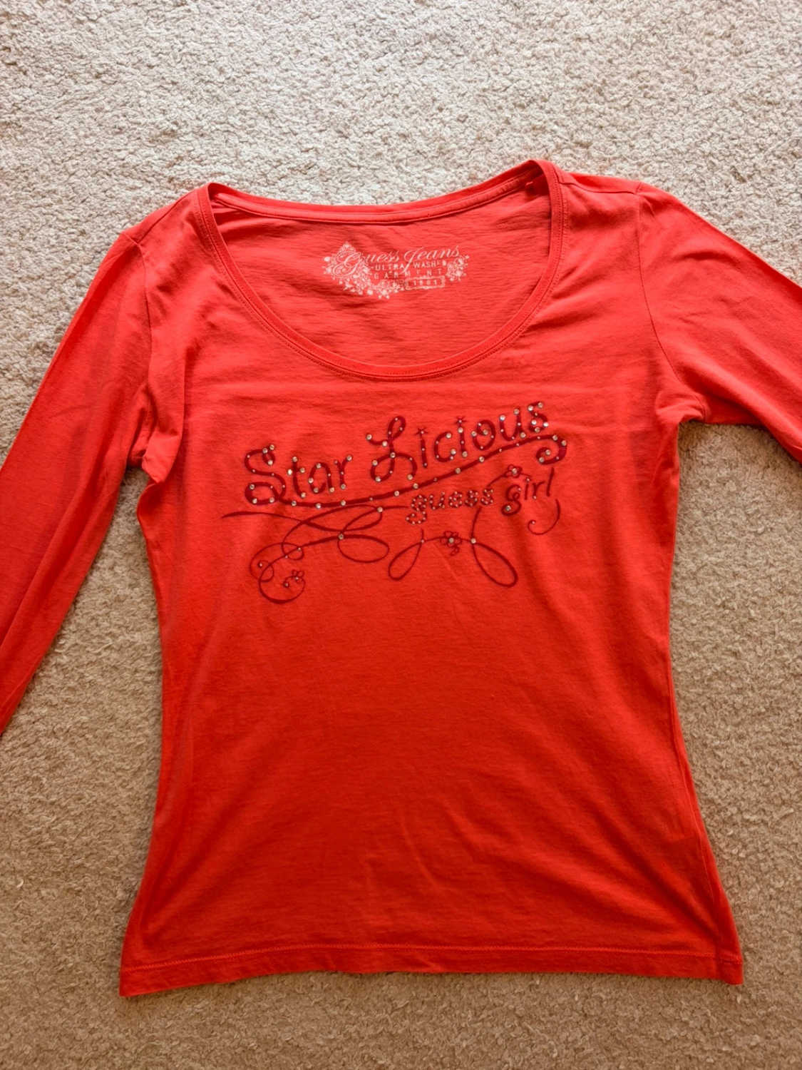 Blouse Guess Jeans à Manches Longues Corail - Féminine & Confortable