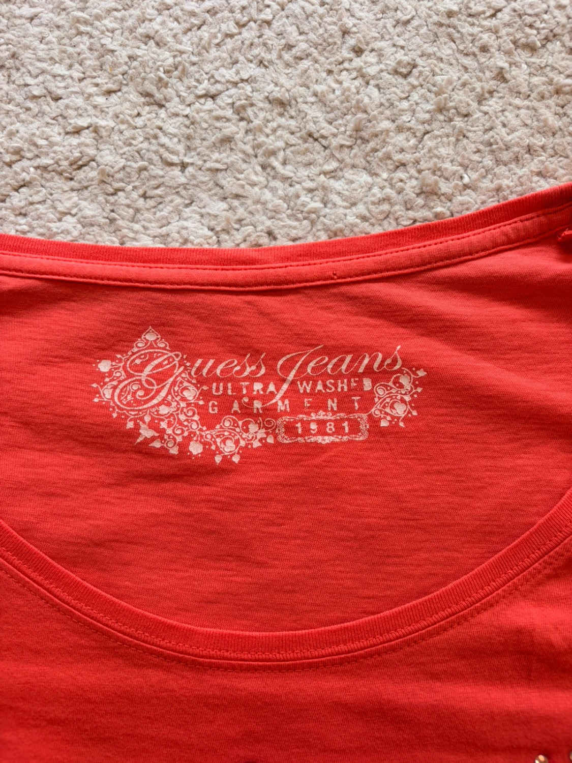 Blouse Guess Jeans à Manches Longues Corail - Féminine & Confortable