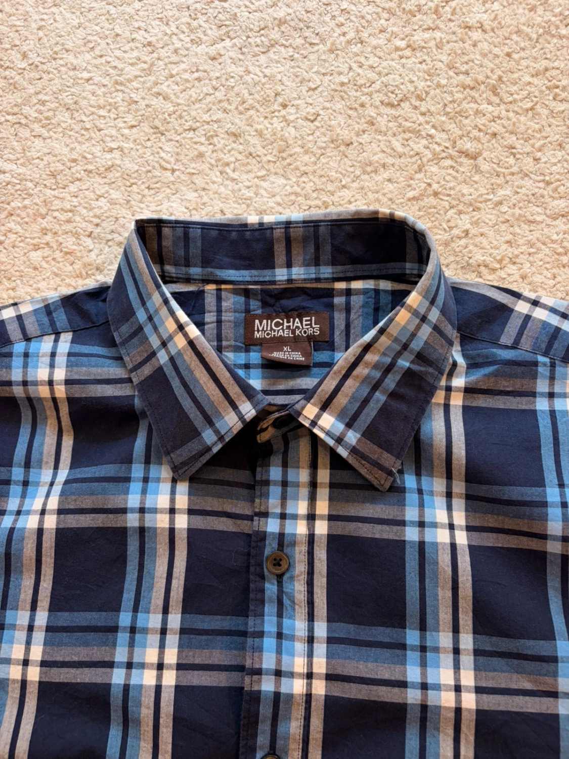 Michael Kors Geruit Overhemd Marine/Helderblauw/Grijs - Stedelijke Elegant