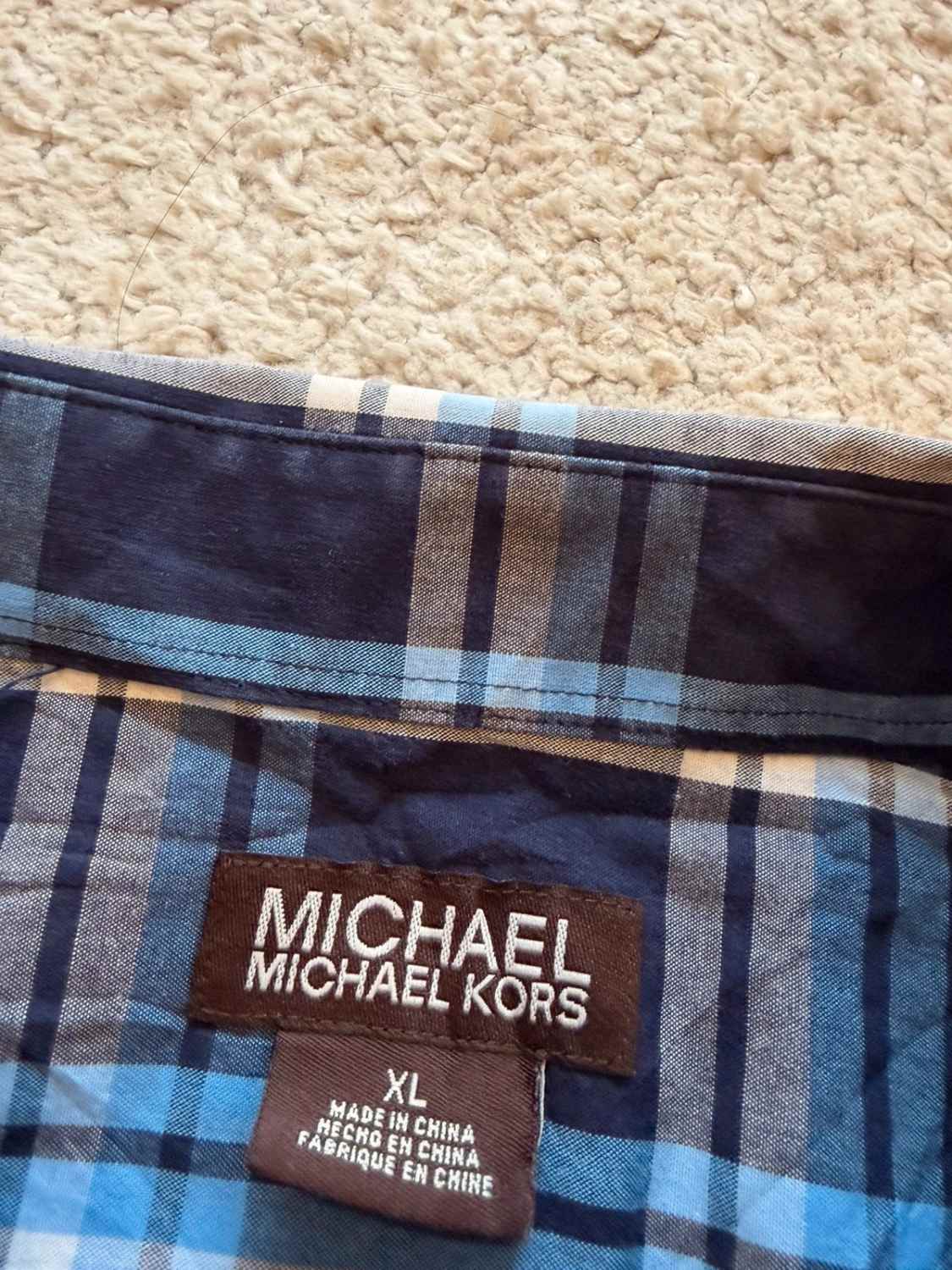 Michael Kors Geruit Overhemd Marine/Helderblauw/Grijs - Stedelijke Elegant