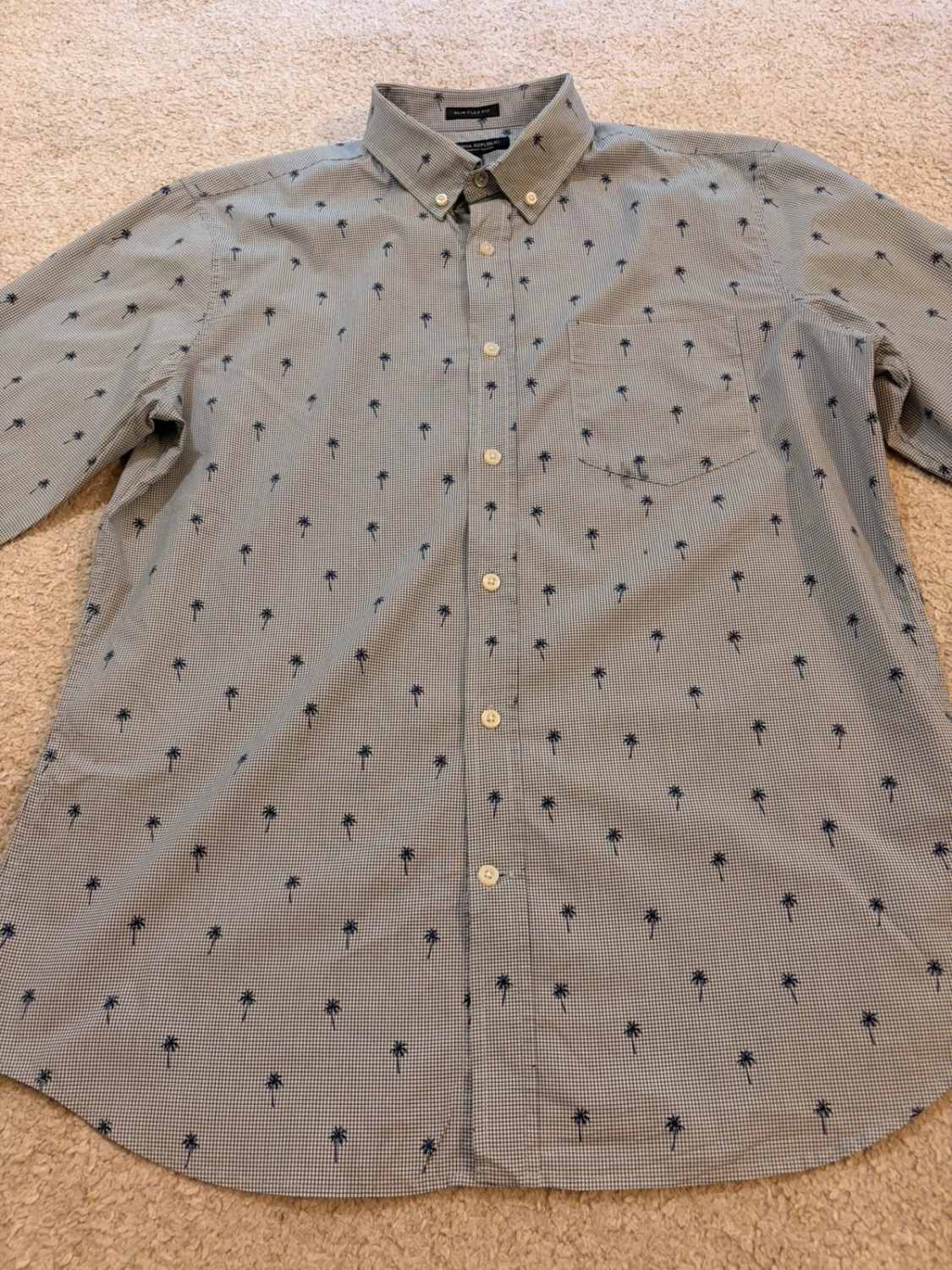 🔵 Chemise Banana Republic Slim Flex Fit à Carreaux Gris/Marine - Moderne & Élastique