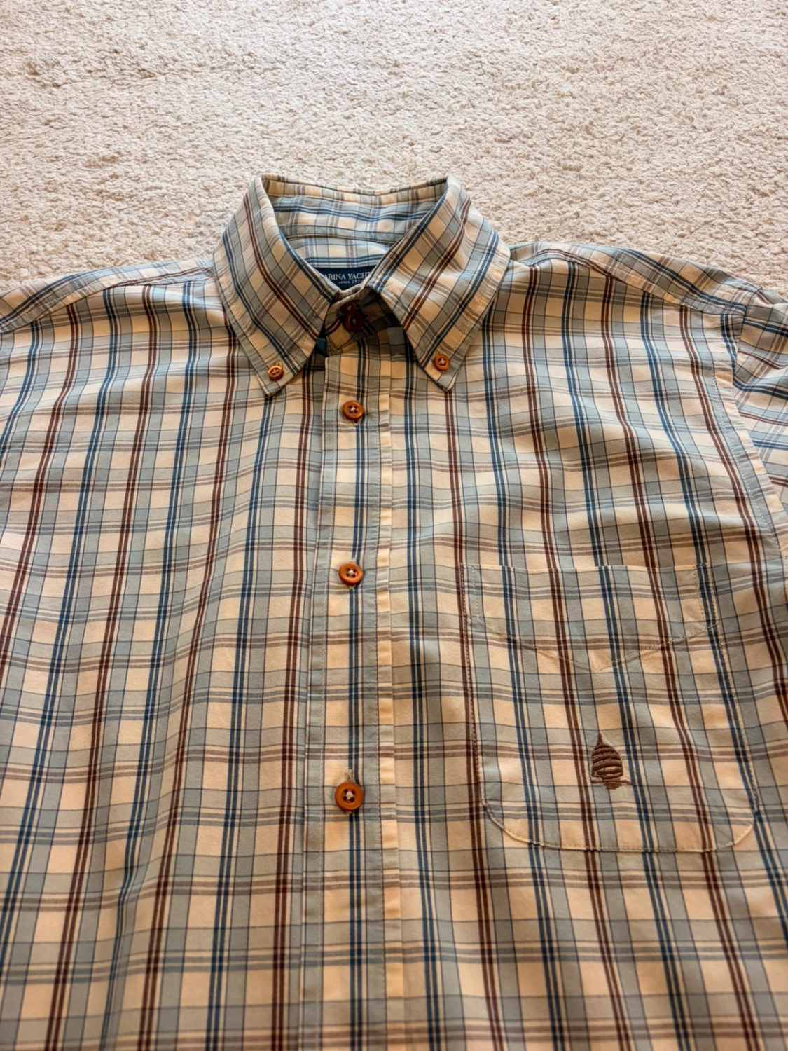 Camicia Marina Yachting a Quadri Blu Chiaro/Marrone - Stile Nautico