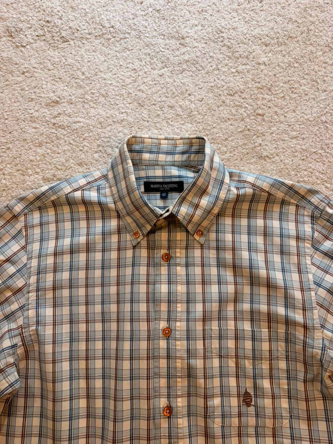 Camicia Marina Yachting a Quadri Blu Chiaro/Marrone - Stile Nautico