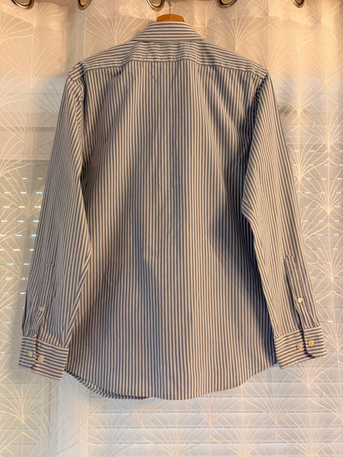 💙🤍 Banana Republic Slim Fit Kreukvrij Overhemd met Lichtblauw/Witte Strepen - Praktisch & Elegant