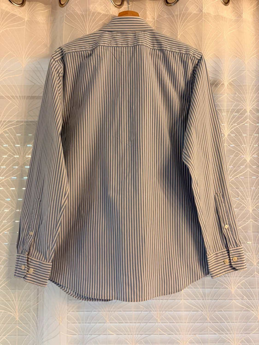 💙🤍 Chemise Banana Republic Slim Fit Infroissable à Rayures Bleu Clair/Blanc - Pratique & Élégante