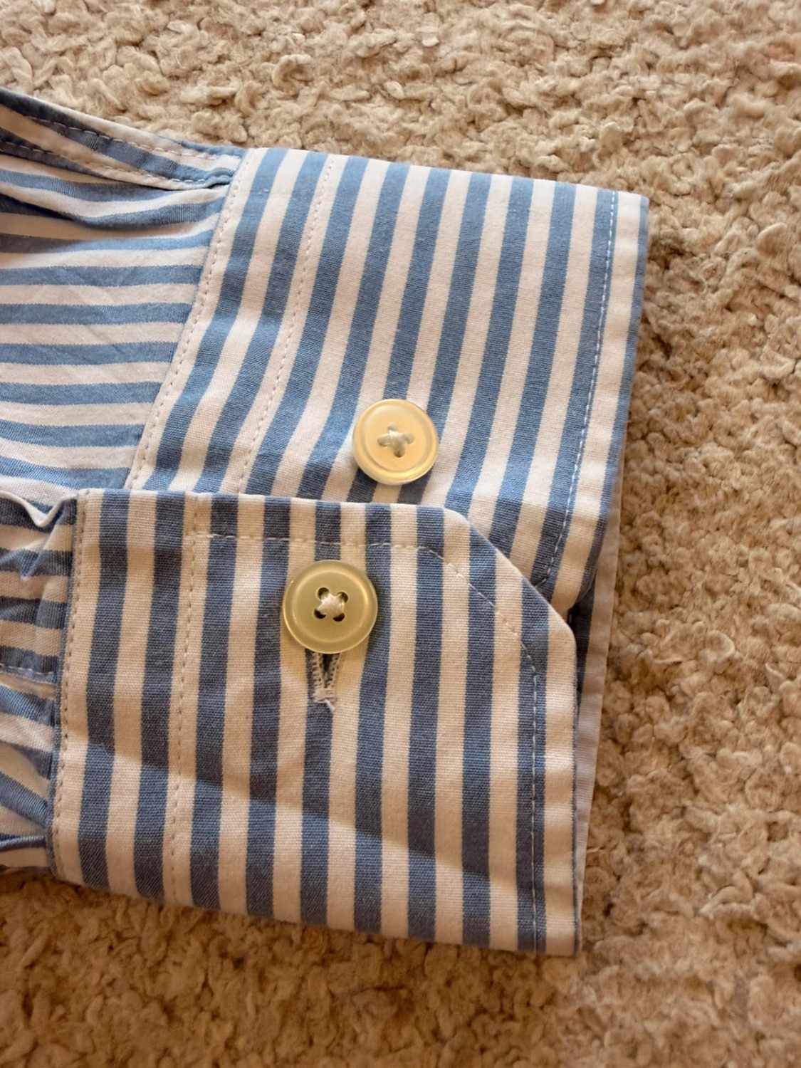💙🤍 Banana Republic Slim Fit Kreukvrij Overhemd met Lichtblauw/Witte Strepen - Praktisch & Elegant