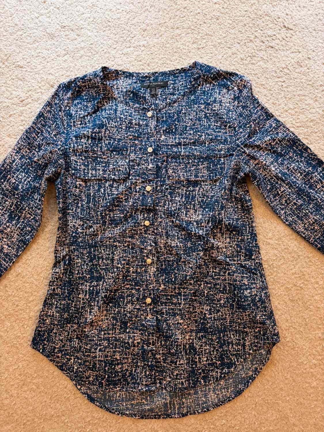 Chemise Banana Republic Bleu à Motif Blanc/Abricot