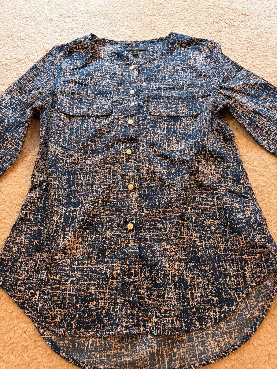 Chemise Banana Republic Bleu à Motif Blanc/Abricot