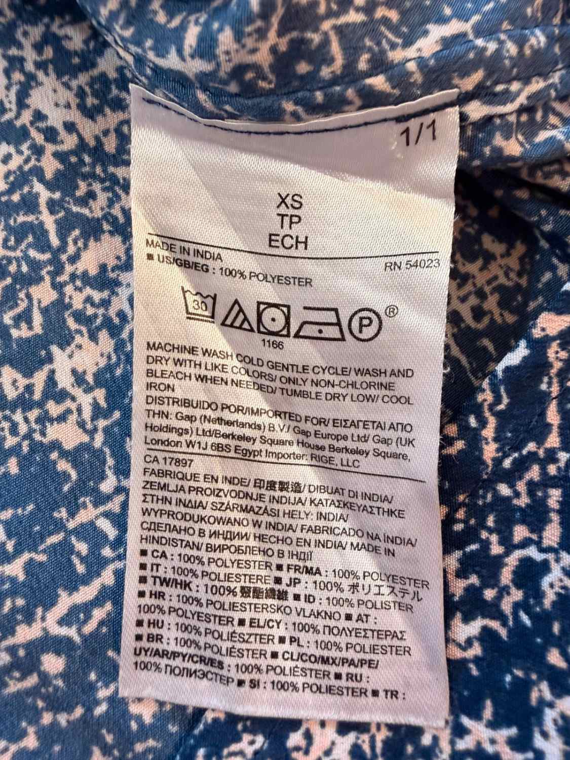 Chemise Banana Republic Bleu à Motif Blanc/Abricot