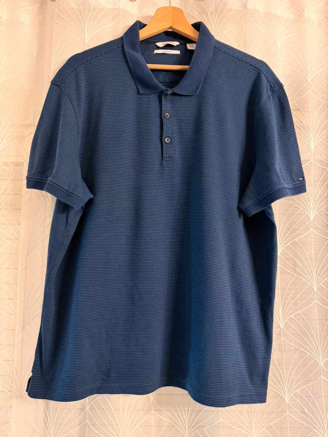 💧🔵 Polo Calvin Klein Liquid Touch à Rayures Marine/Bleu - Douceur & Élégance