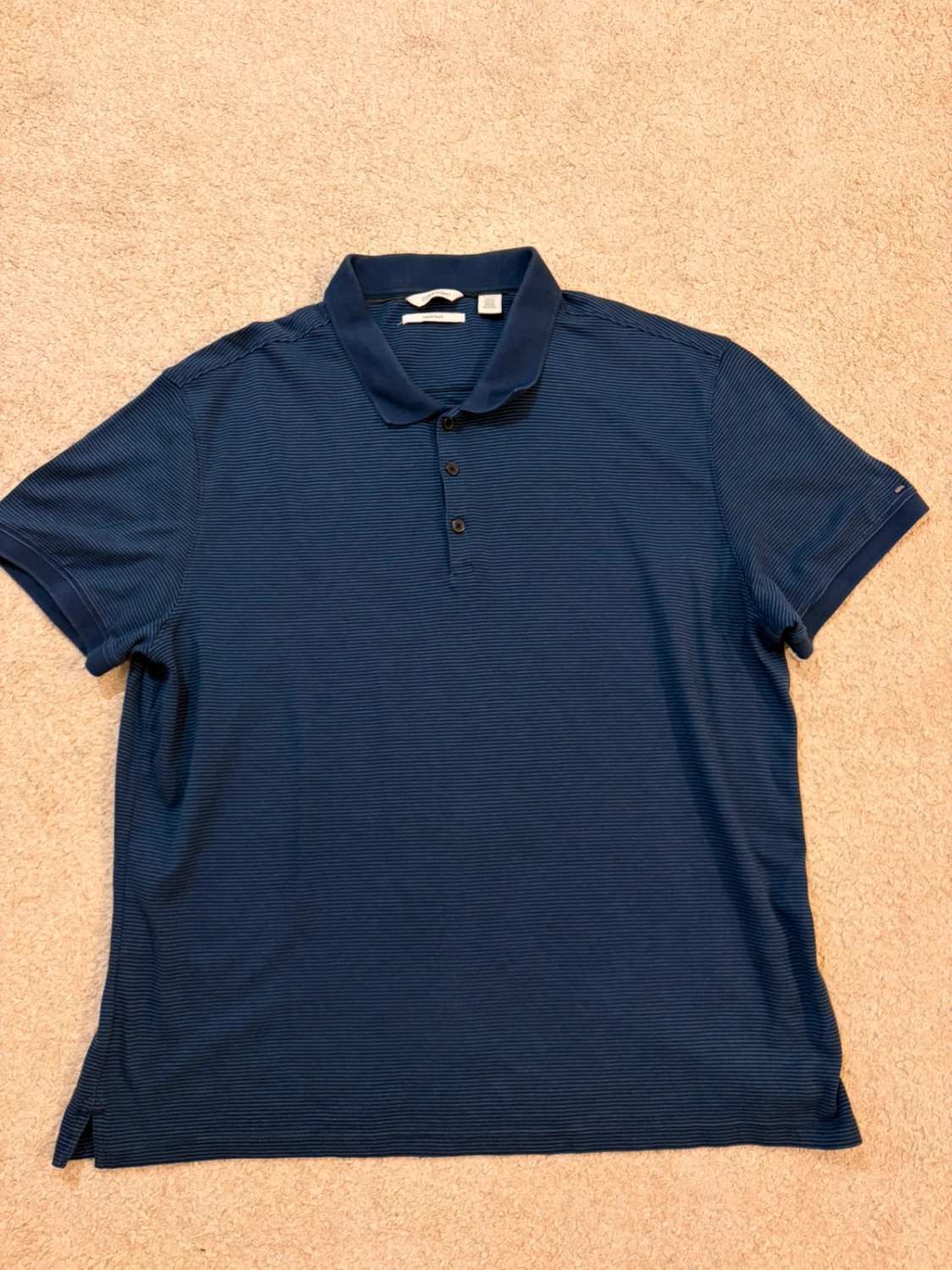 💧🔵 Polo Calvin Klein Liquid Touch à Rayures Marine/Bleu - Douceur & Élégance