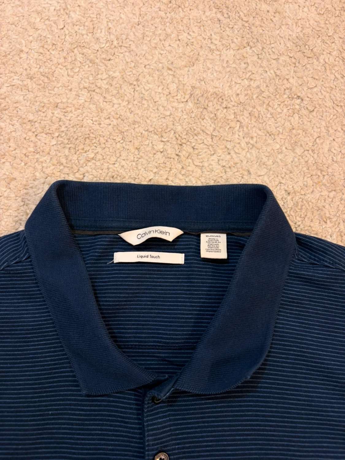 💧🔵 Polo Calvin Klein Liquid Touch à Rayures Marine/Bleu - Douceur & Élégance