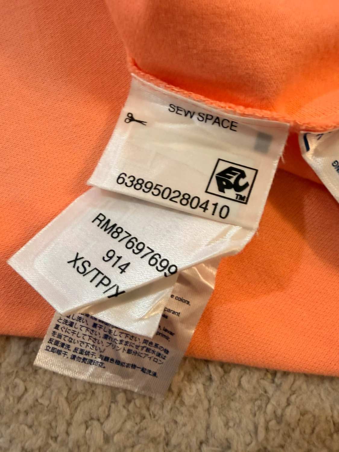 🍑Polo Tommy Hilfiger Col V Abricot Neuf Avec Étiquette