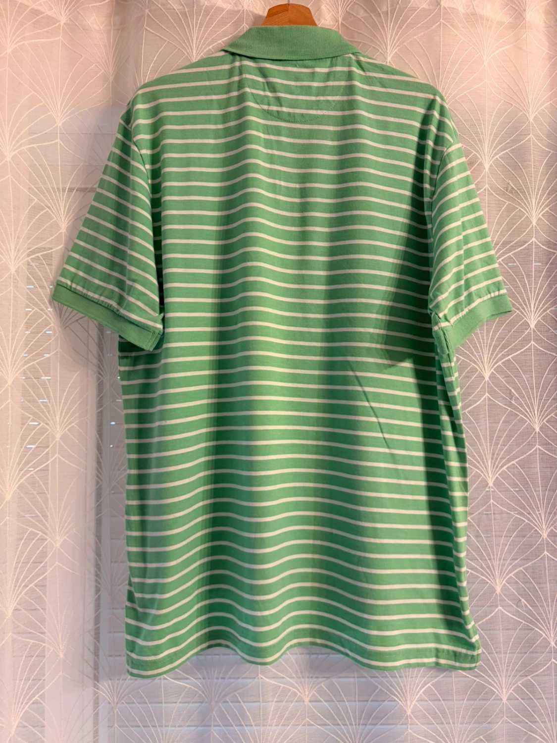 🌿🤍 Polo Chaps à Rayures Vert/Blanc - Natural Stretch XL