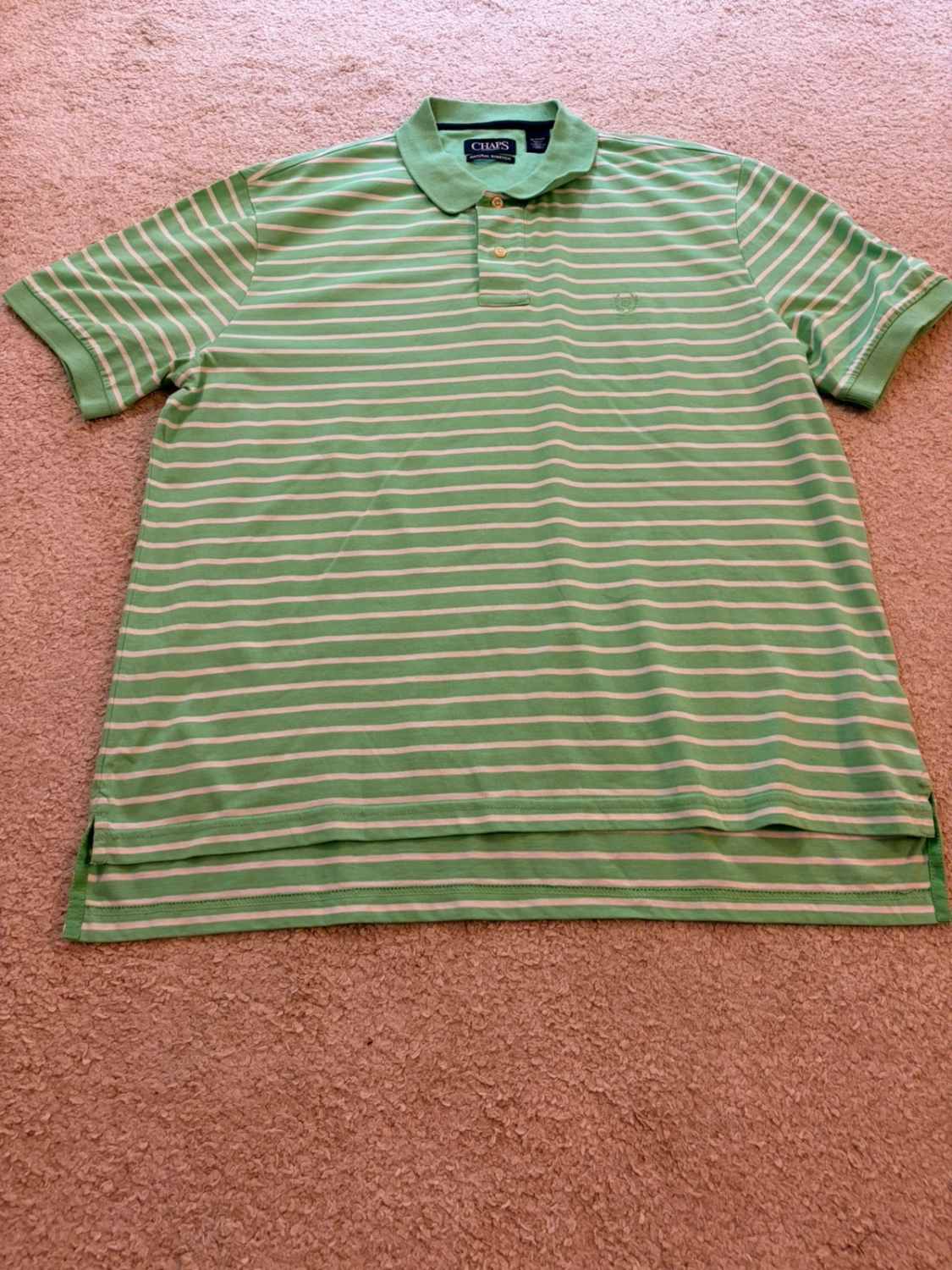 🌿🤍 Polo Chaps à Rayures Vert/Blanc - Natural Stretch XL