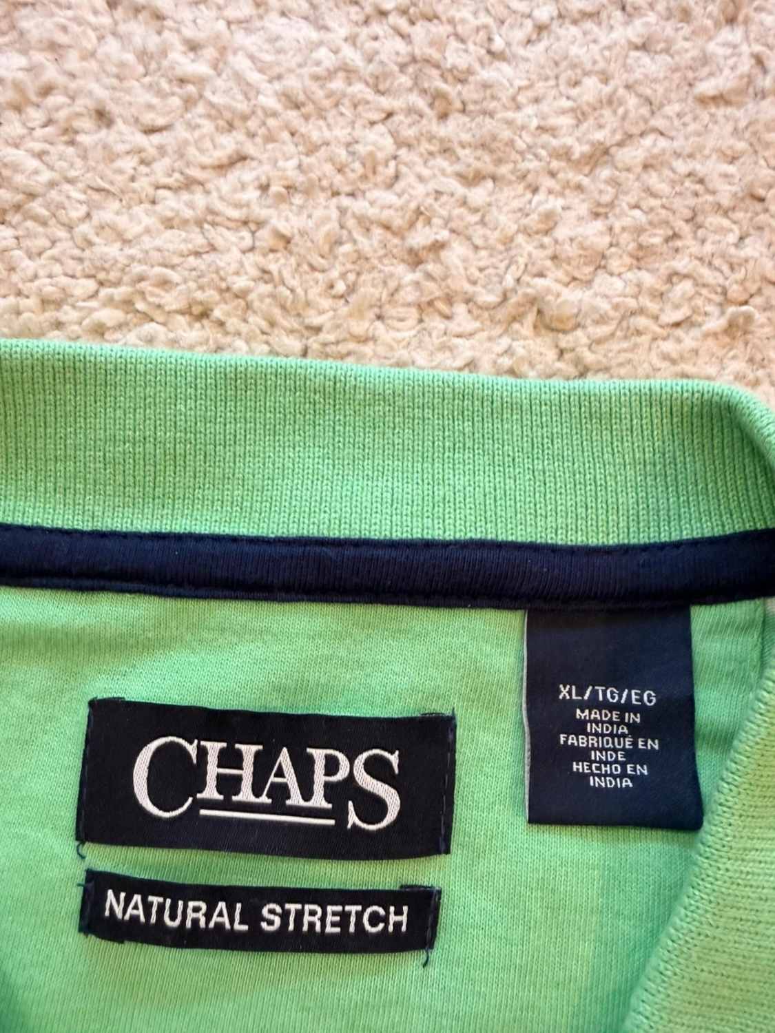 🌿🤍 Polo Chaps à Rayures Vert/Blanc - Natural Stretch XL