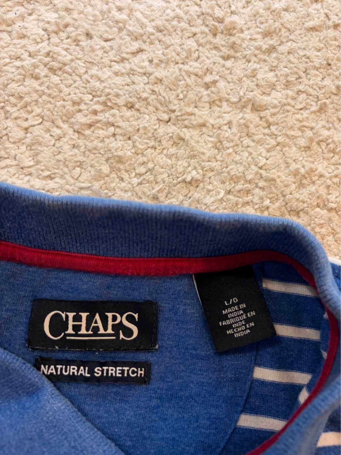 🤍 Polo Chaps by Ralph Lauren à Rayures Bleu/Blanc - Natural Stretch