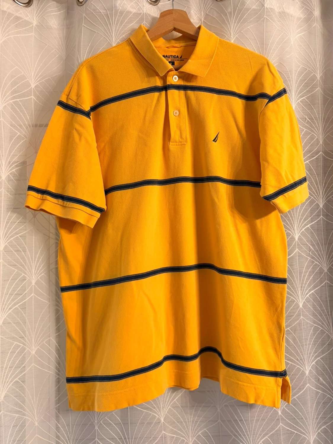 💛 Polo Nautica à Rayures Jaune/Marine - Taille L