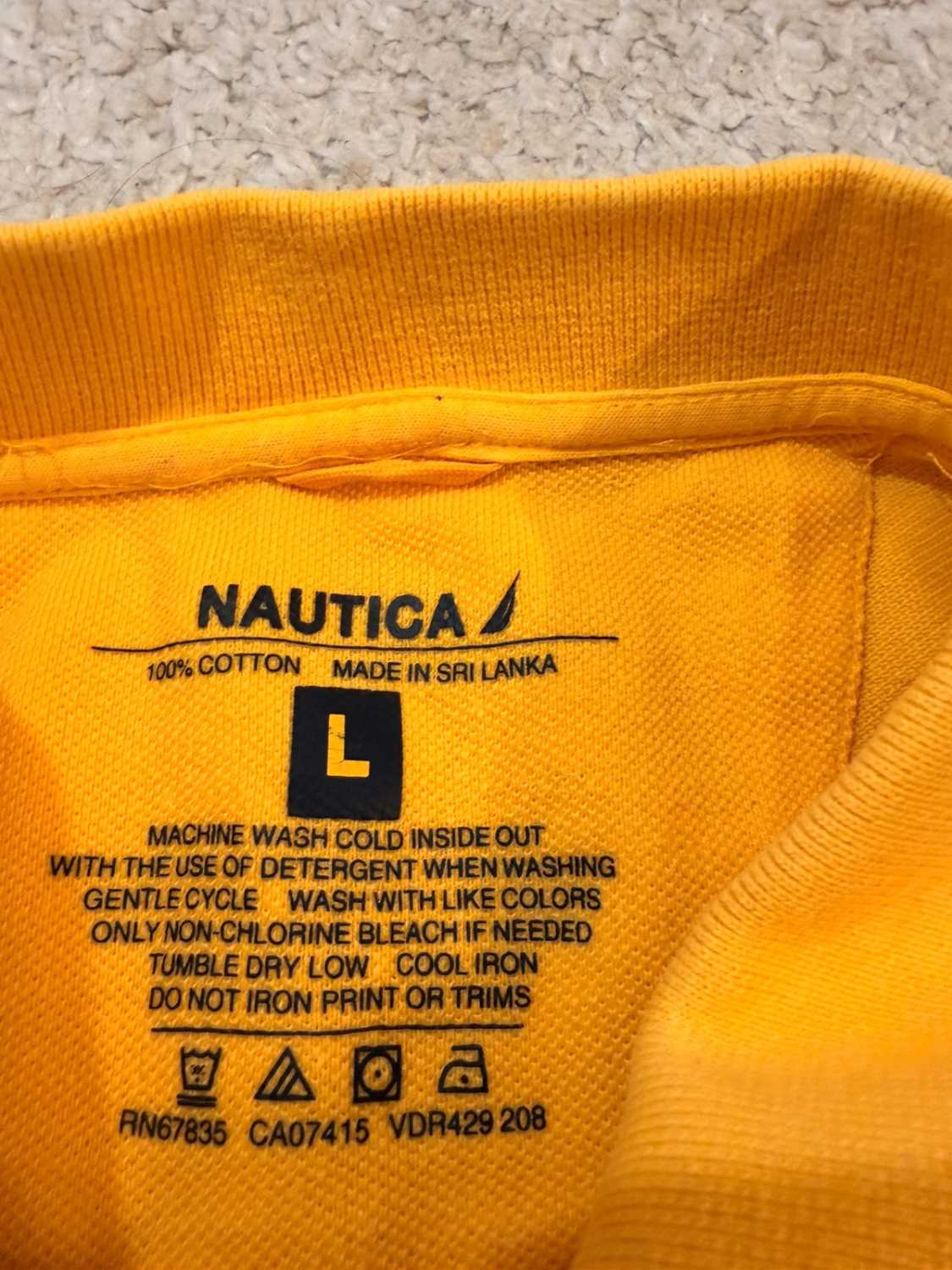 💛 Polo Nautica à Rayures Jaune/Marine - Taille L