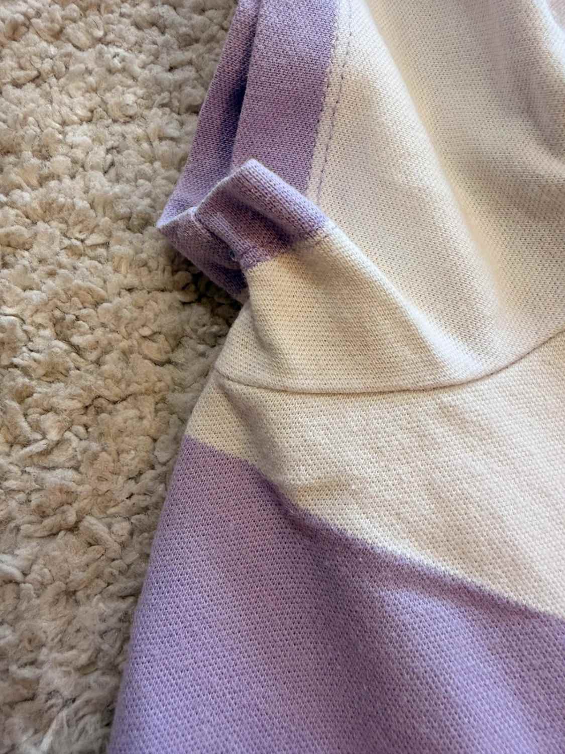 💜 Polo Tommy Hilfiger à Rayures Violet/Blanc - Taille M