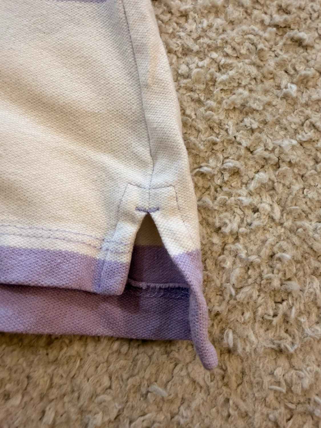 💜 Polo Tommy Hilfiger à Rayures Violet/Blanc - Taille M