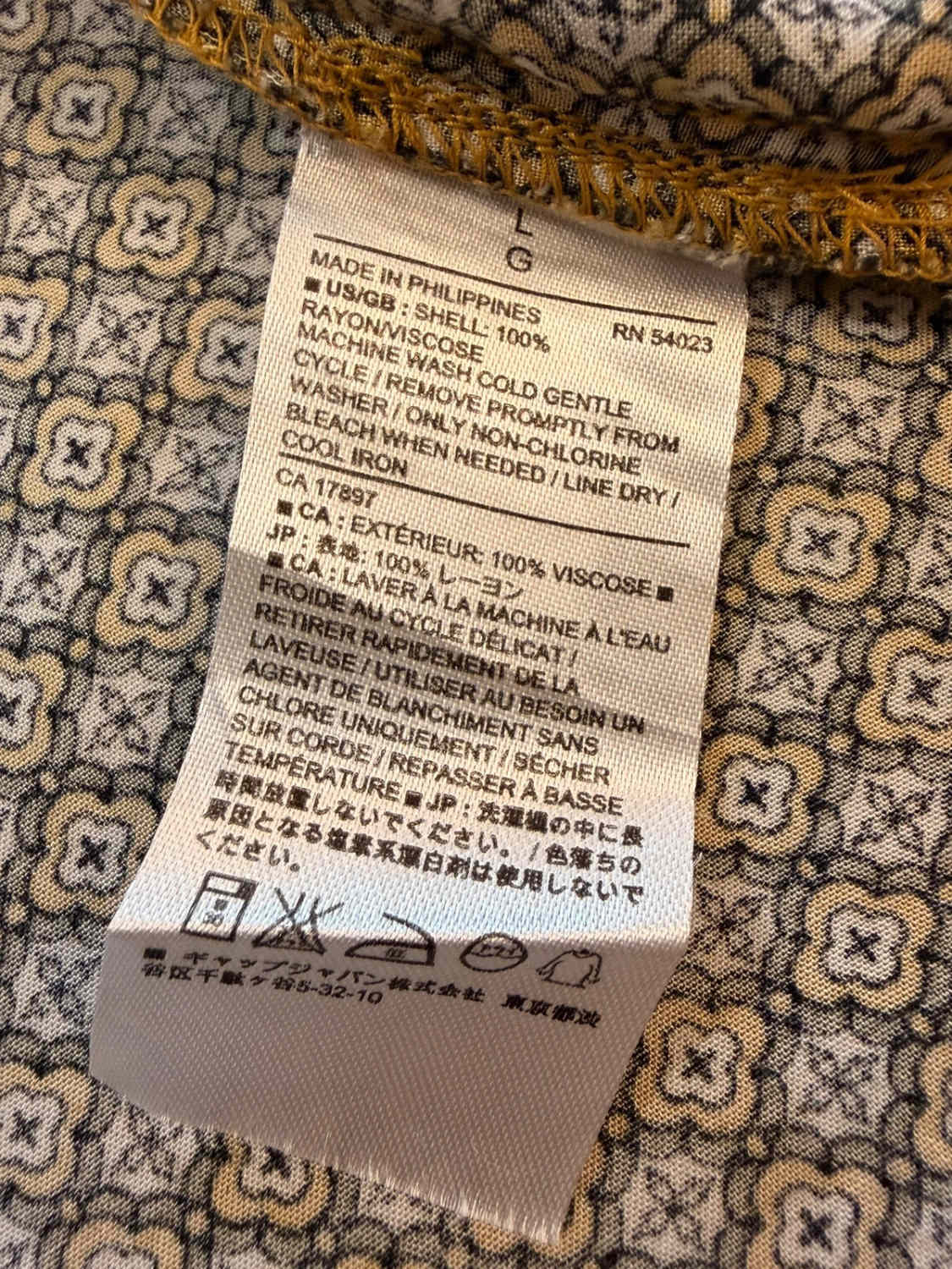 🟡🤍 Blouse Banana Republic Sans Manches à Motif Kaki/Blanc/Moutarde - Graphique & Chic