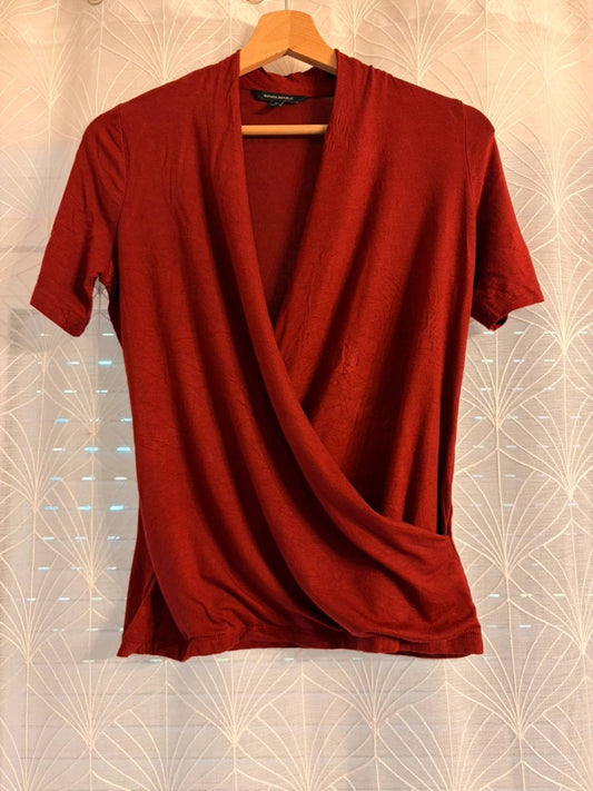 Blouse Banana Republic Col V Manches Courtes Bordeaux - Élégance Discrète