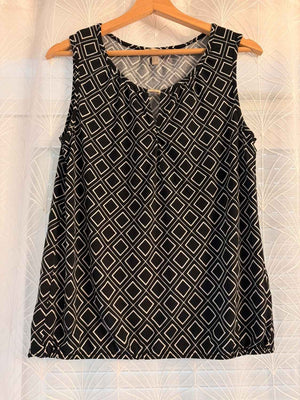 🤍 Blouse Banana Republic Sans Manches Noir/Blanc - Contraste & Élégance