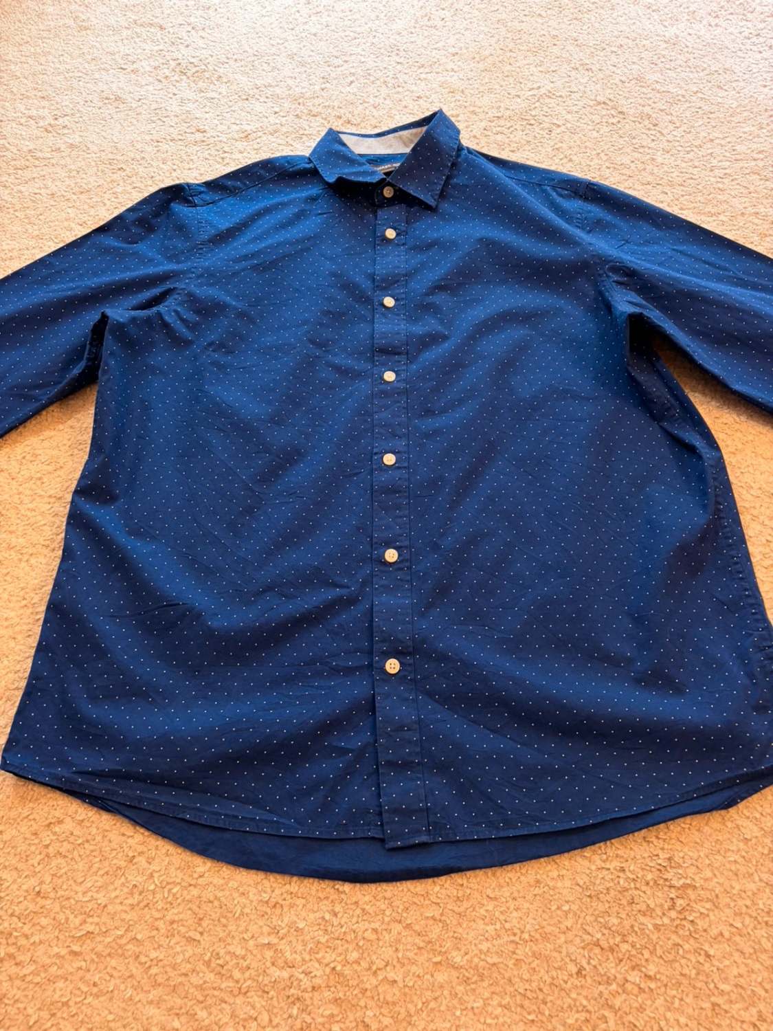 Michael Kors Heren Tailored Fit Overhemd - Marine met Motief - Maat L