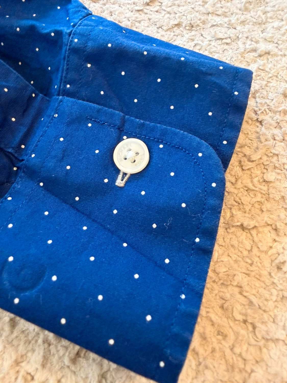 Michael Kors Heren Tailored Fit Overhemd - Marine met Motief - Maat L