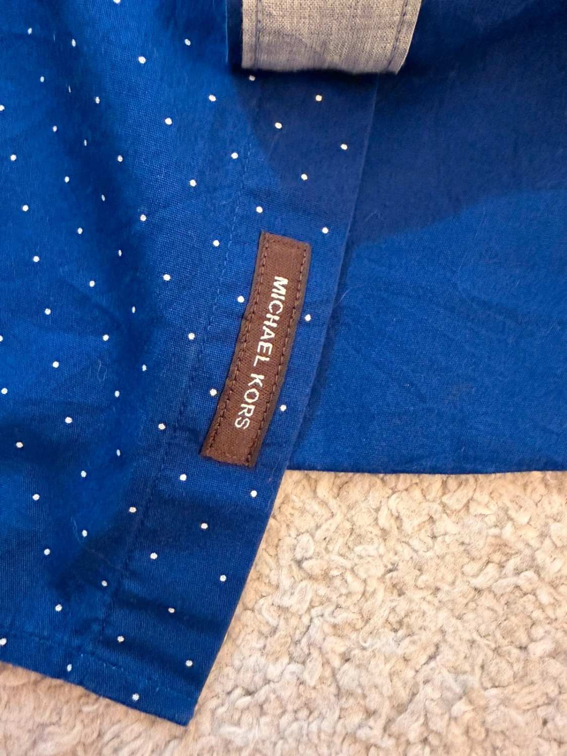 Michael Kors Heren Tailored Fit Overhemd - Marine met Motief - Maat L