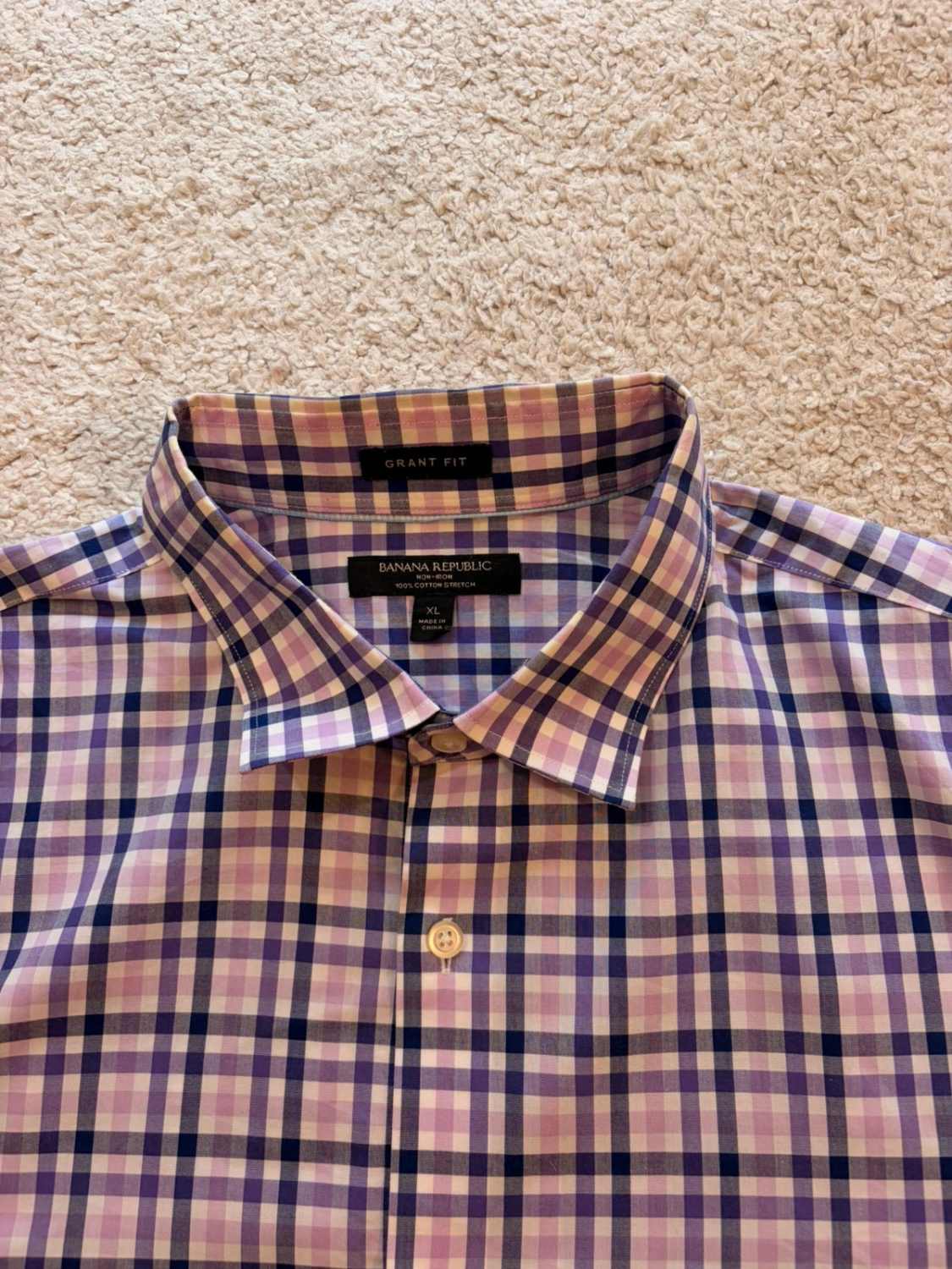 Chemise Banana Republic Non-Iron à Carreaux - Violet/Lila - Grant Fit - Taille XL 👔