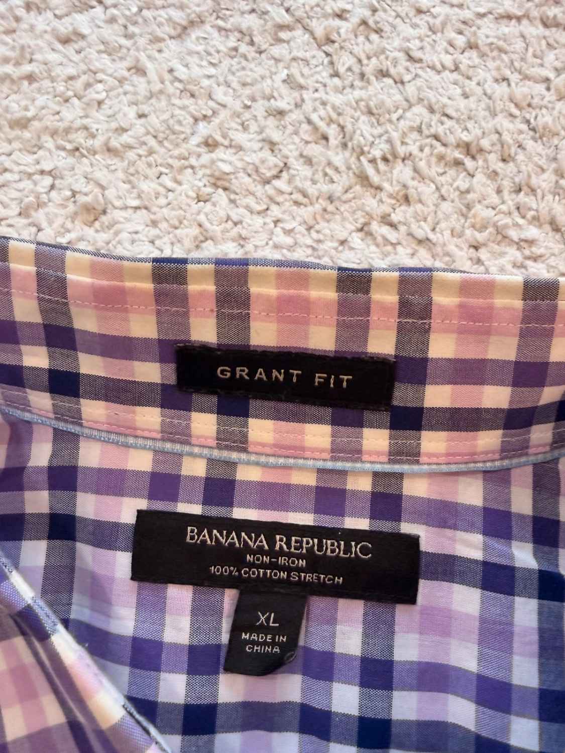 Chemise Banana Republic Non-Iron à Carreaux - Violet/Lila - Grant Fit - Taille XL 👔
