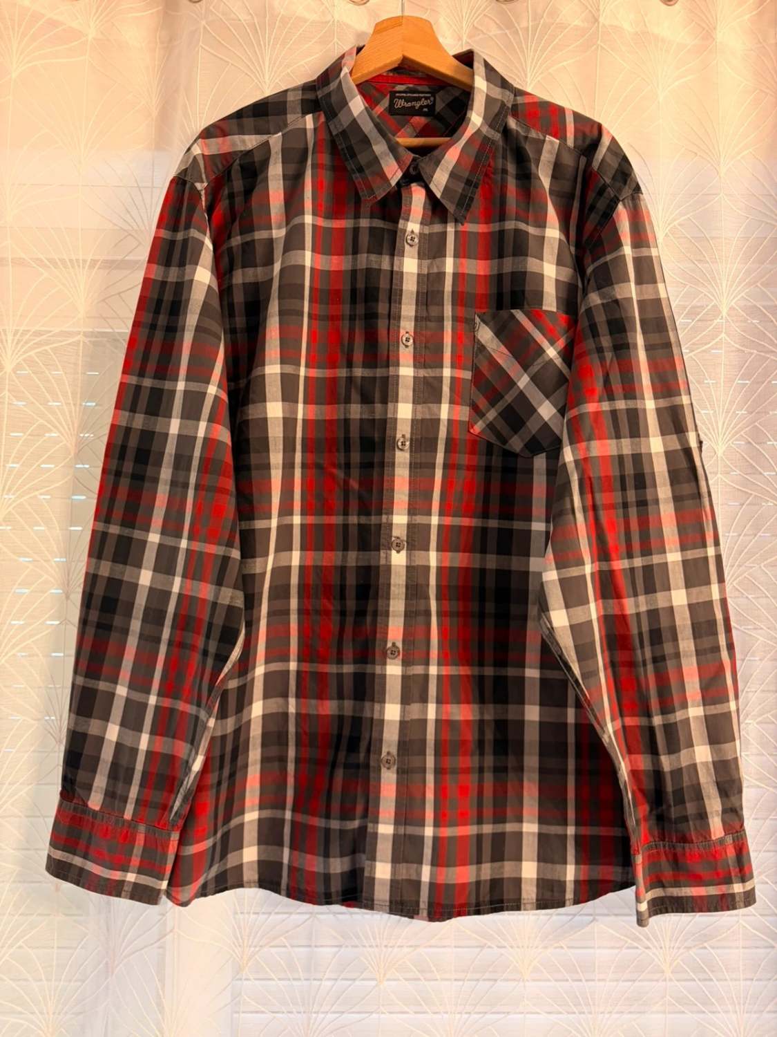 Chemise Wrangler Homme à Carreaux - Kaki/Rouge/Blanc - Taille XXL