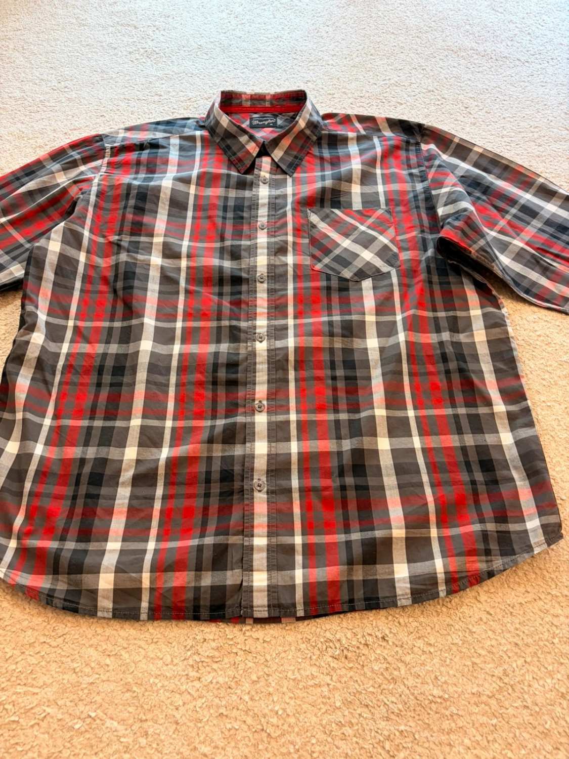 Chemise Wrangler Homme à Carreaux - Kaki/Rouge/Blanc - Taille XXL
