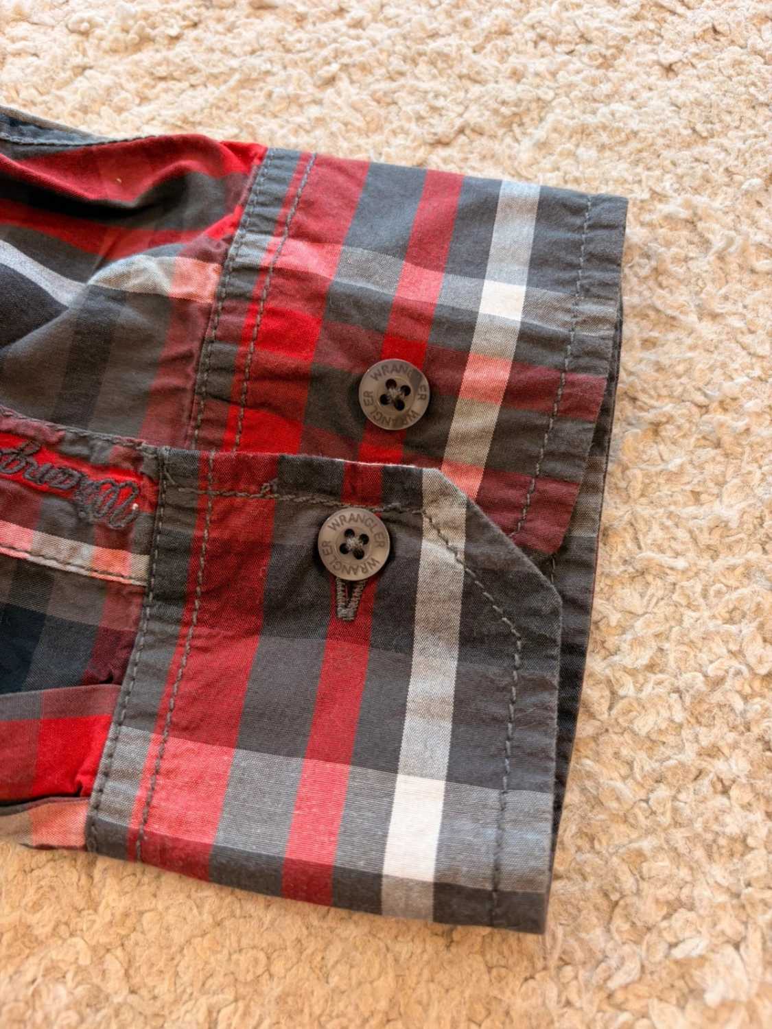 Chemise Wrangler Homme à Carreaux - Kaki/Rouge/Blanc - Taille XXL