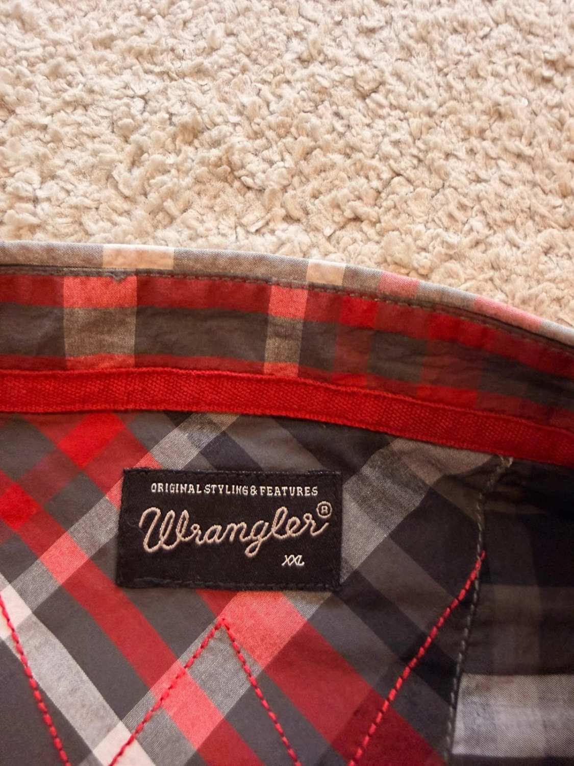 Chemise Wrangler Homme à Carreaux - Kaki/Rouge/Blanc - Taille XXL